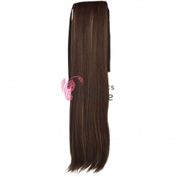 Extensie de par coada dreapta cu snur si pini 65  cm Saten Inchis cu Blond Mixt CYF71541627H22#